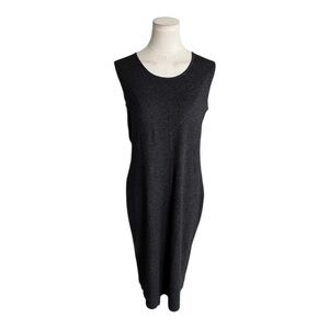 CLIPS TRICOT Black Gray Sleeveless  Sweater Dress Wool Cashmere Midi Size M Work